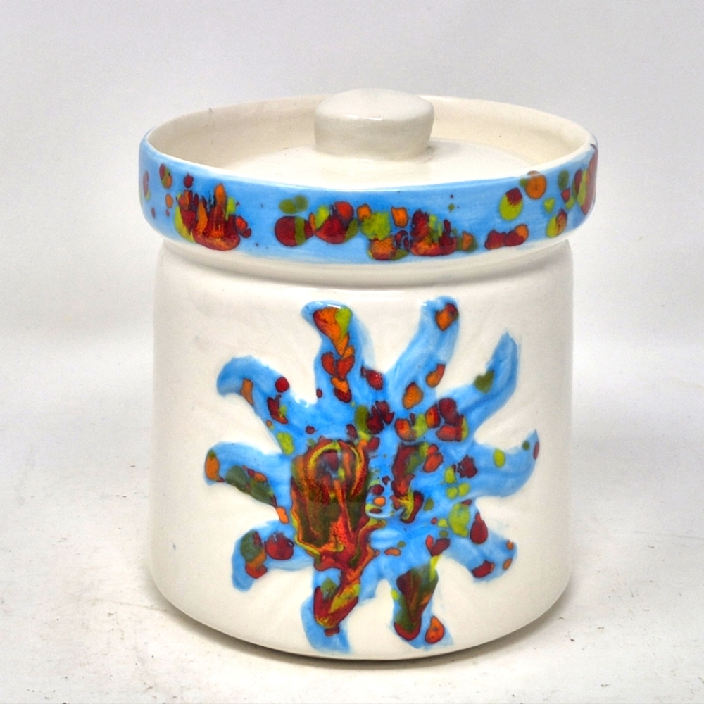Vintage Ceramic Jar With Sun